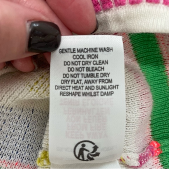 Mini Boden Multi Color Stripe Knit Sweater Dress Peter Pan Collar Size 2-3Y - Picture 10 of 11